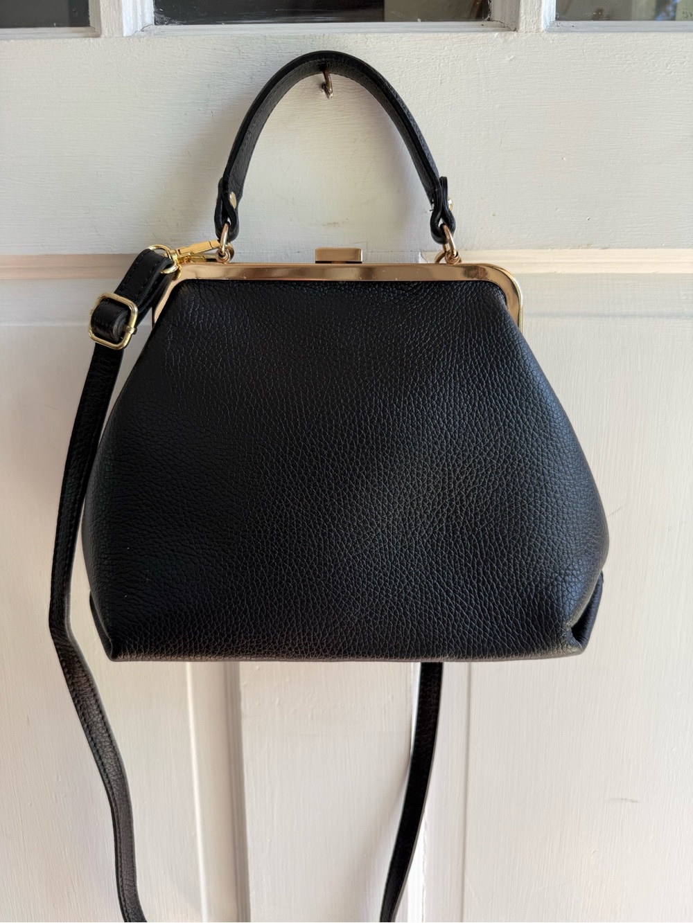 Persaman New York Black Satchel with Gold Hardware and KISS Lock